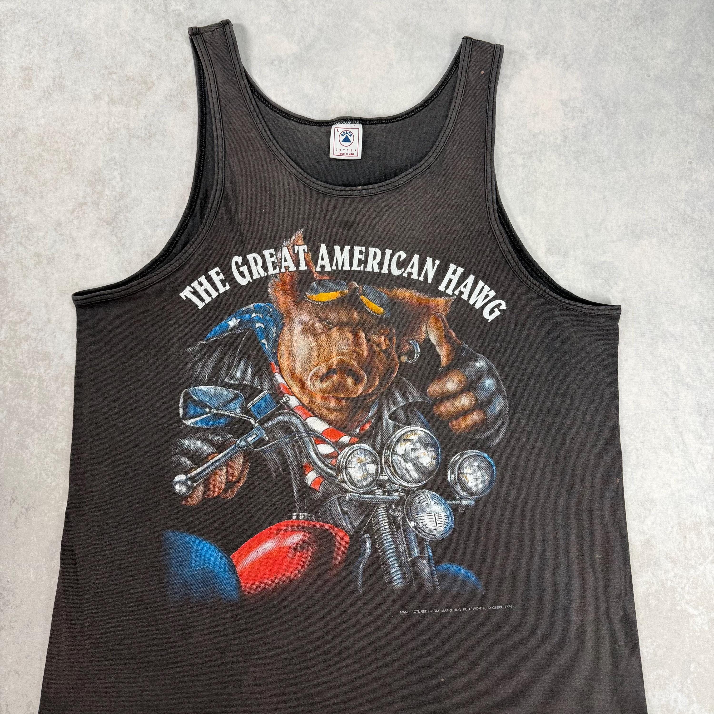 90's Harley-Davidson シャツ American Hawg Vintage 1993 the Great American Hawg Motorcycle Tank Top, Large