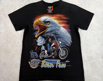 Vintage Born Free Rock Adler Motorrad-T-Shirt, S