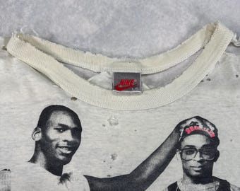 Vintage RARE 1990's Thrashed Nike Jordan X Spike Lee T-shirt White