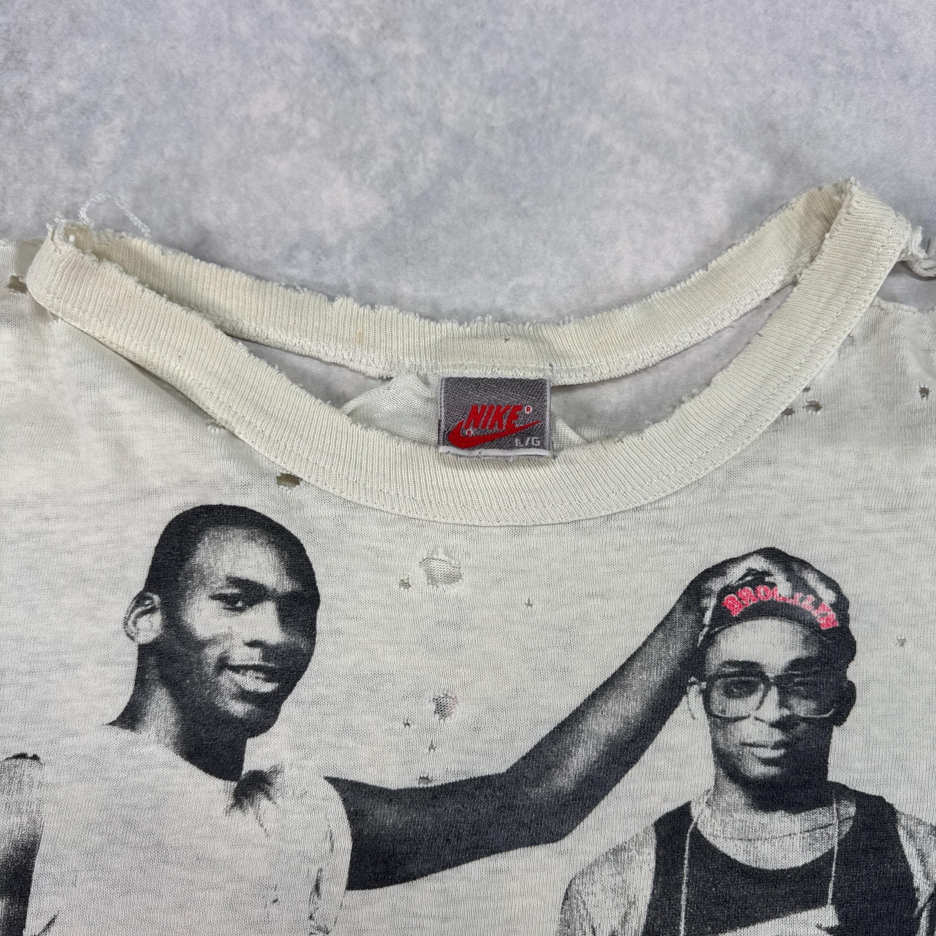Vintage RARE 1990's Thrashed Nike Jordan X Spike Lee T-shirt White