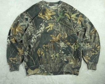 Sudadera vintage de cuello redondo descolorida con diseño de árbol real de los años 90, talla grande