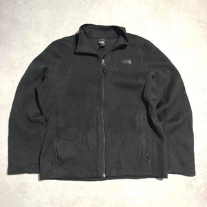 The North Face Ribbed Fleece Jacket – Black Full-Zip, Mens XL