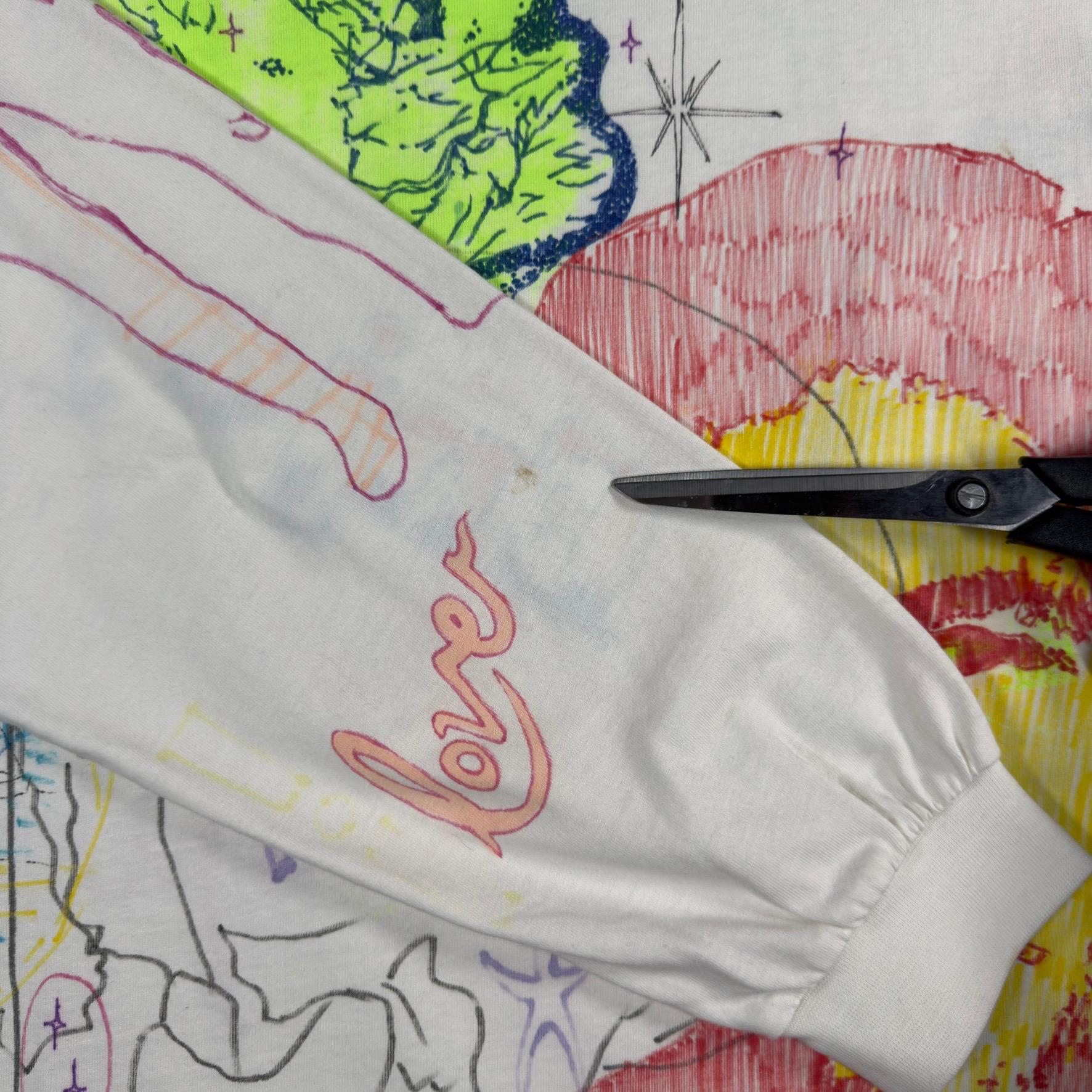 Sinja Hamilton 1 of 1 Hand Drawn Art Long Sleeve T-shirt White Sz 
