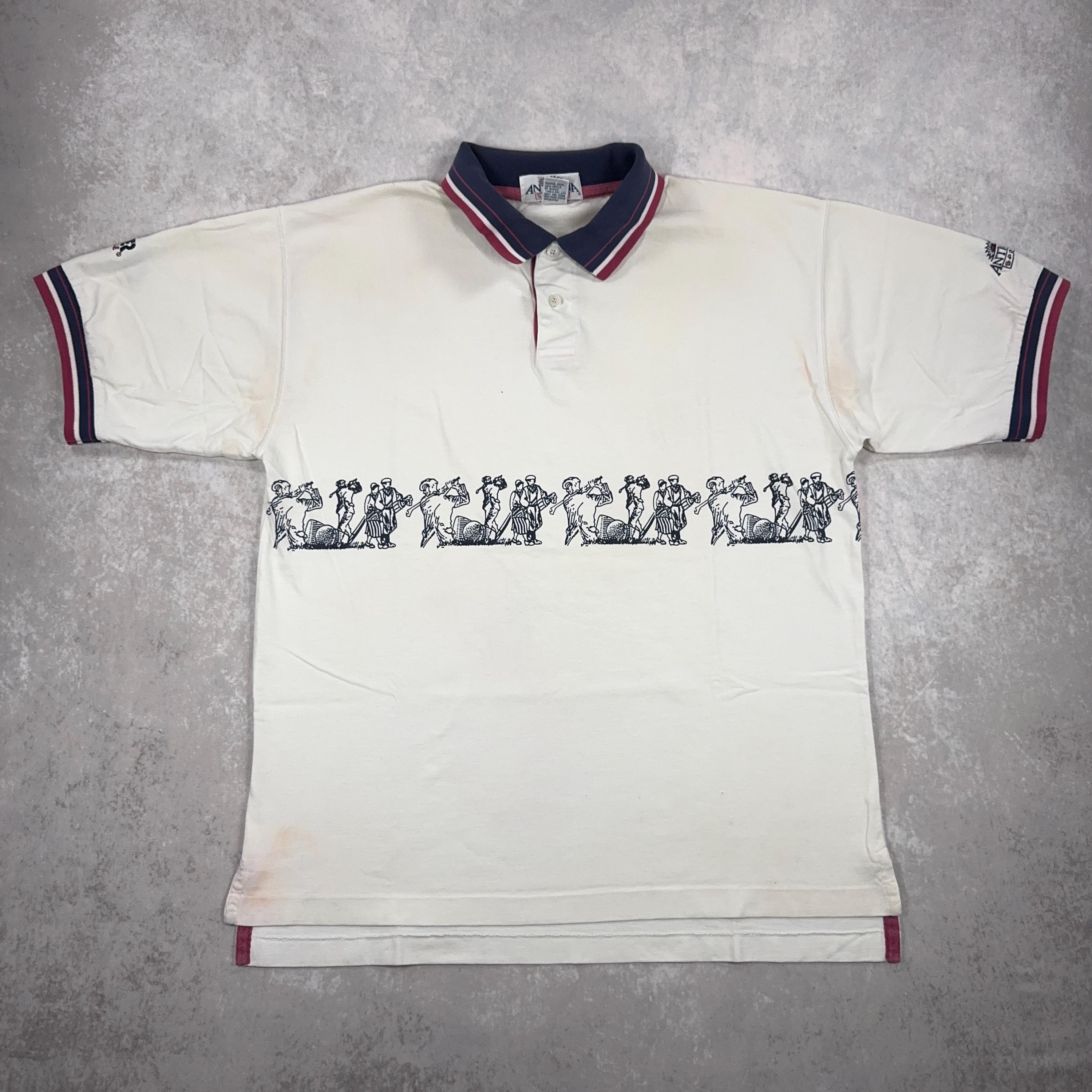 Vintage Antigua Sport Golf Graphic Polo Shirt 90s Embroidered Tee