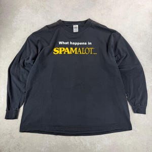 Vintage 90s Monty Python Spamalot Graphic Longsleeve Shirt, Black, XL