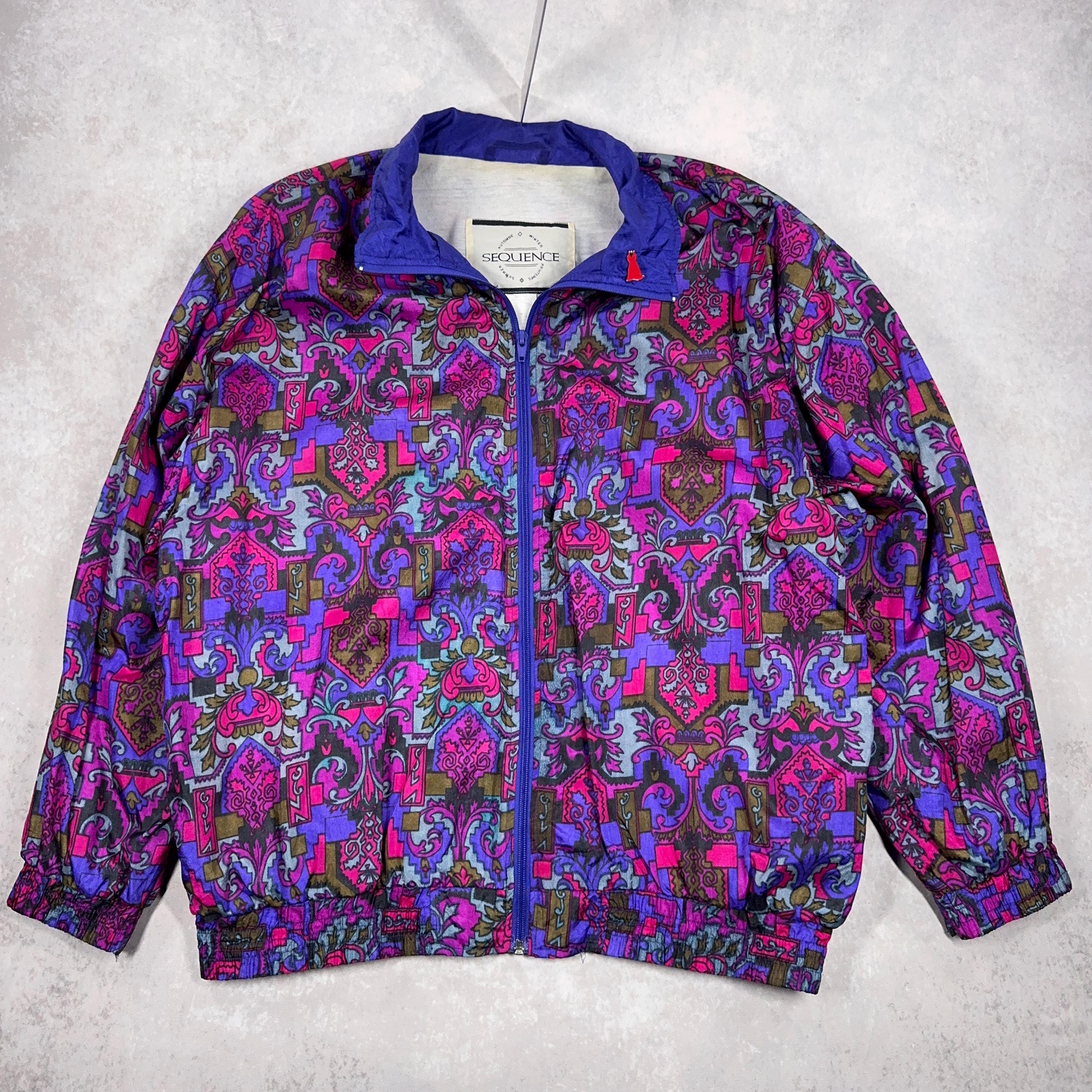 Veste De Course Hummel Vintage Années 80-90 - Vert/Violet/Bleu, état Excellent
