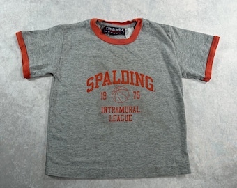 Vintage Spalding Basketball Youth Ringer T-Shirt, Gray / Youth Medium-Large
