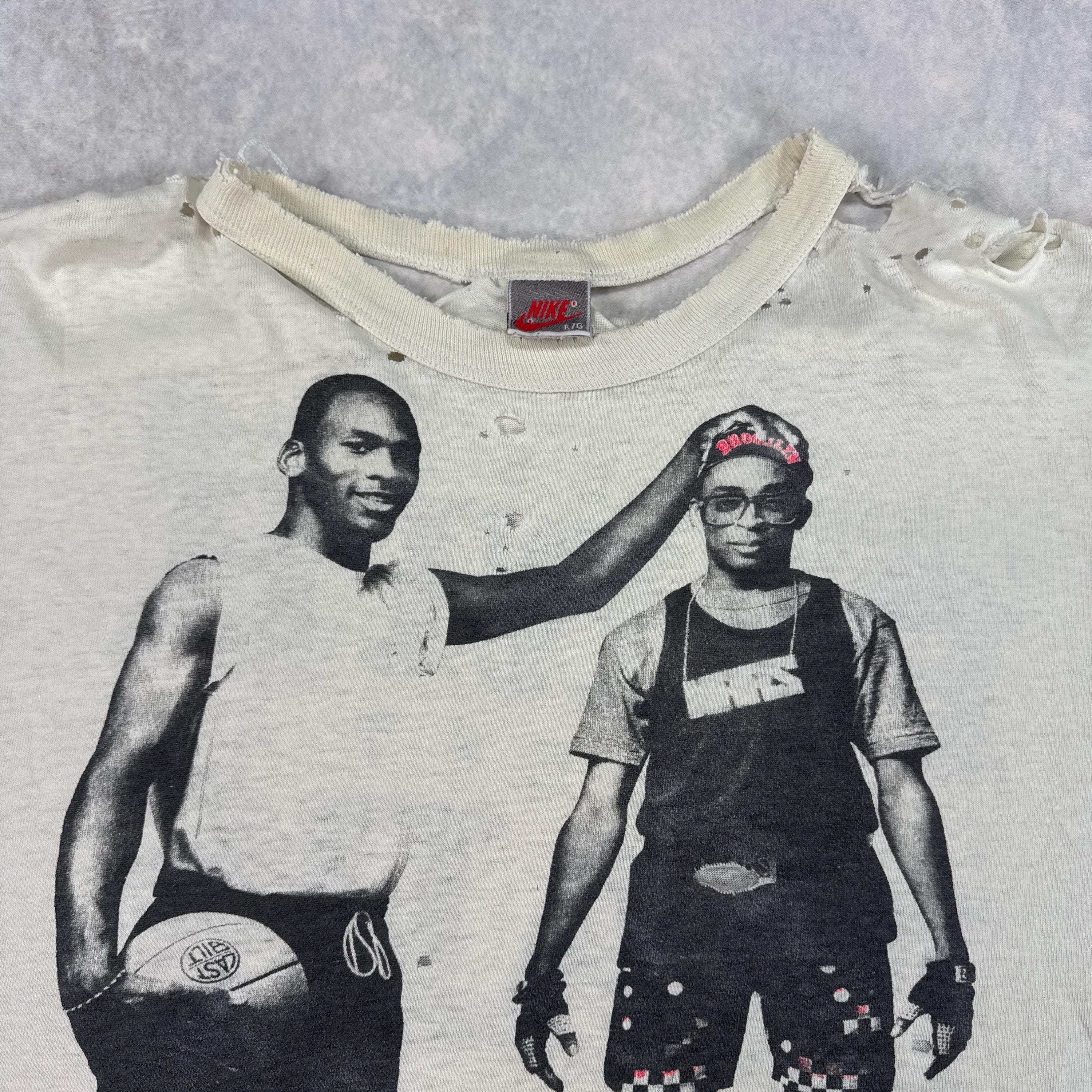 Vintage RARE 1990's Thrashed Nike Jordan X Spike Lee T-shirt White