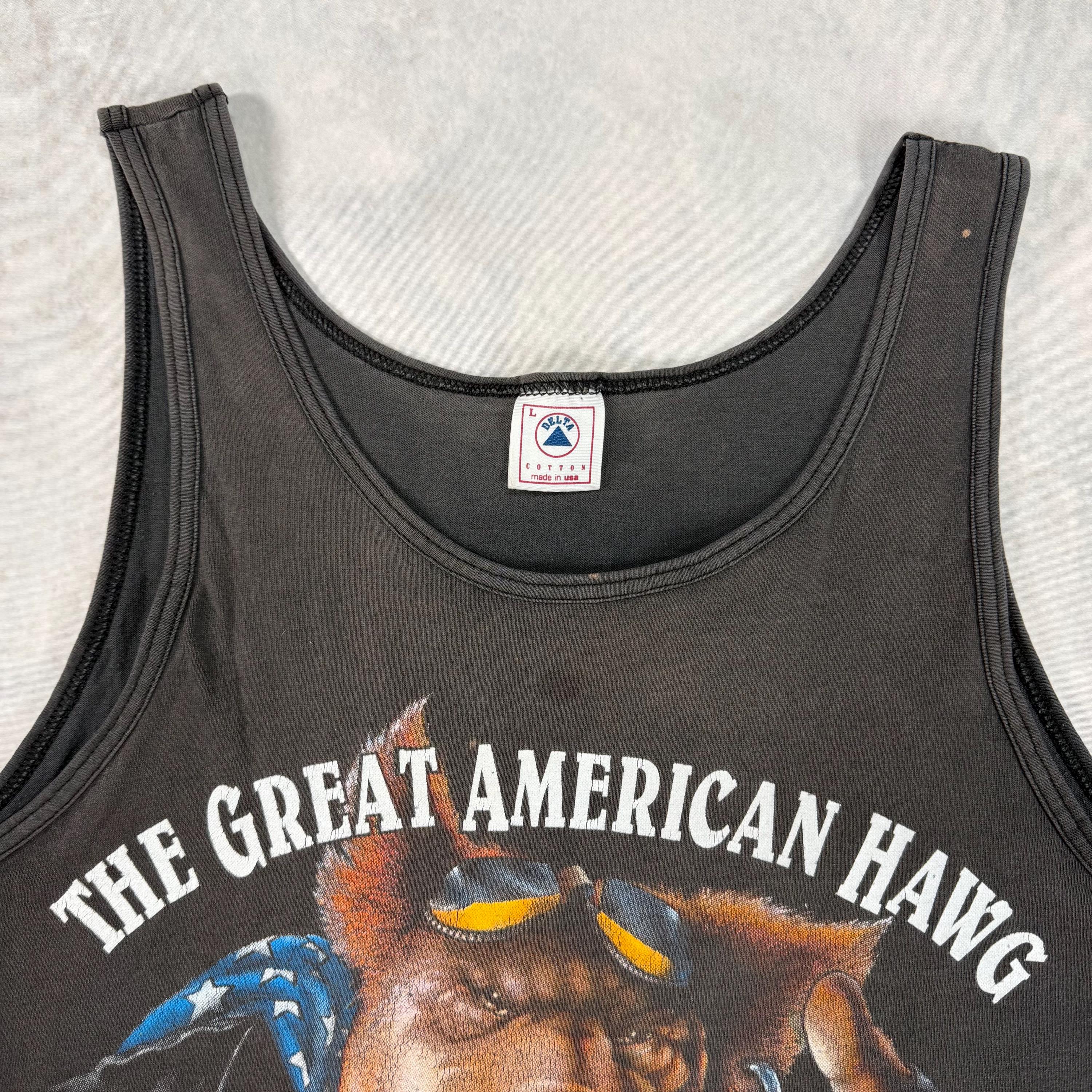 Vintage 1993 the Great American Hawg Motorcycle Tank Top, Large