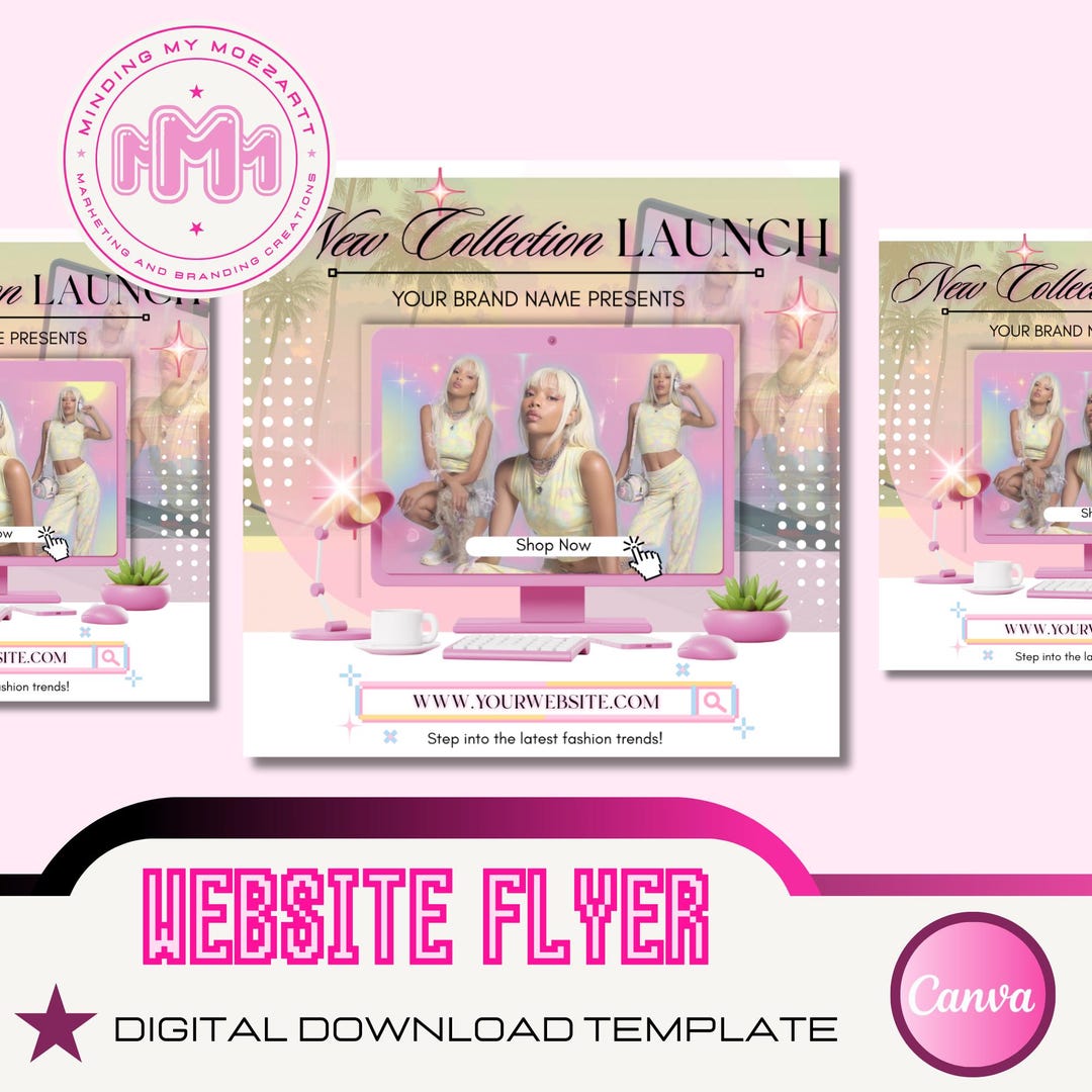 Editable Website Flyer Template Canva Social Media (digital Download