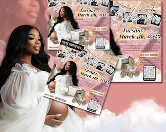 Pink Baby Shower Flyer | Editable Canva Invite (Digital Download)
