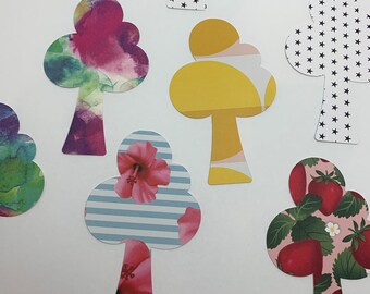 Troqueles de árboles: Adornos de papel coloridos (20 piezas)