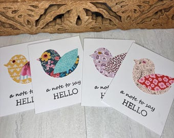 Pajarito Una nota para decir Hola Paquete de 4 tarjetas en blanco surtidas con sobres