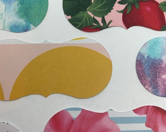 Etiquetas de papel de colores troqueladas: adornos para scrapbooking (20 piezas)