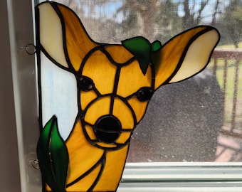 Just stopped by to say Hi. Stained glass window corner Deer, fathers day, birthday, man cave, nature enthusiast
