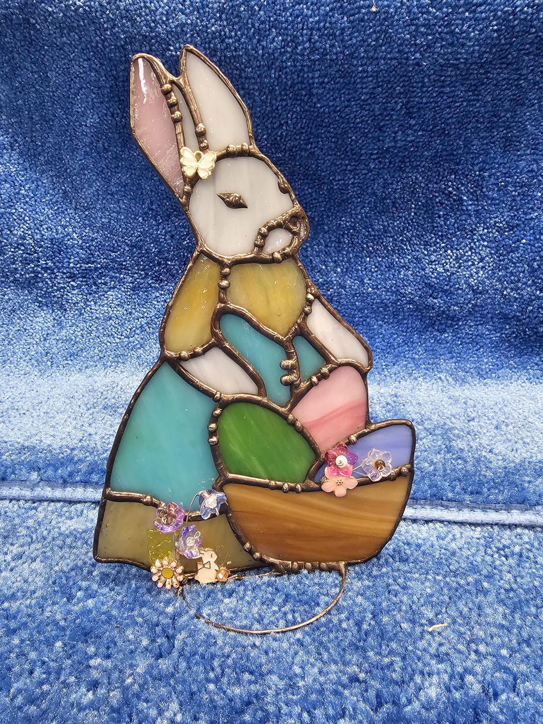 Stained Glass Easter Bunny With Basket and Eggs – Floral Accents ...