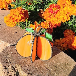 Stained glass 3 D pumpkin. Perfect decoration for Fall, Halloween, Thanksgiving