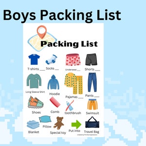 Boys packing list
