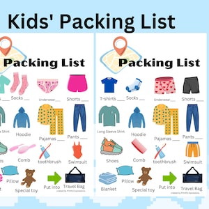 Kids Packing List Printable: Vacation Travel Checklist (Digital Download)