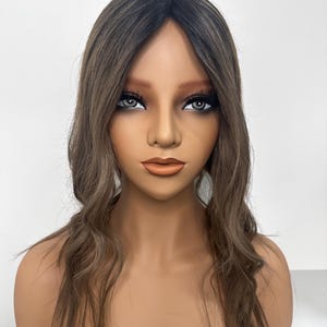 5x6 Monofilament Human Hair Topper 16 Inch 130g Ombre Hair Loss Solution for Brunette Medium Brown Dark Blonde