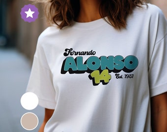 T-shirt Fernando Alonso, T-shirt grafica Formula 1, Maglia da corsa F1 2023, Abbigliamento Motorsport F1, T-shirt Bootleg Aston Martin F1, T-shirt FA14