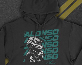 Fernando Alonso Formel 1 Hoodie | Aston Martin F1 Hoodie | Fernando Alonso Aston Martin Formel 1 Kapuzen-Sweatshirt | F1 Kapuzenpullover Alonso