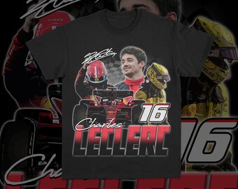 T-shirt grafica da corsa Charles Leclerc Formula 1, maglietta da corsa F1 2024, abbigliamento sportivo F1, maglietta bootleg Scuderia Ferrari F1, CL16