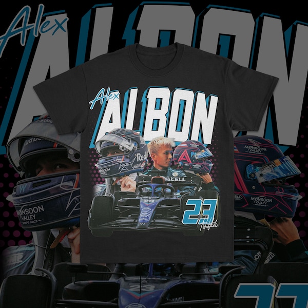 Alex Albon T-Shirt, Formel-1-Grafik-Rennshirt, F1-Shirt Alex Albon Merch, Albon Alex Top, AA23 Alexander Albon F1-Shirt, F1-Geschenke Albon