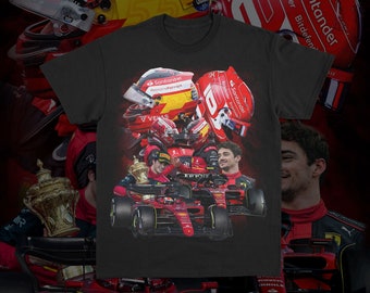 T-shirt grafica Scuderia Ferrari Formula 1 Racing, maglietta da corsa F1 2024, abbigliamento motoristico F1, Charles Leclerc F1, maglietta Carlos Sainz F1