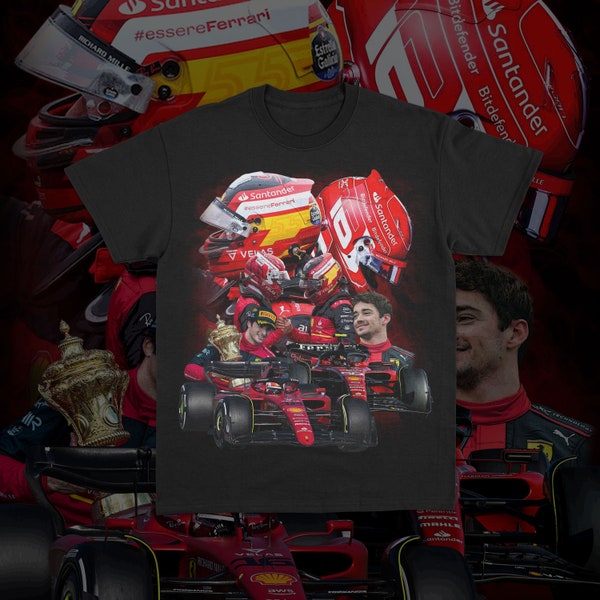 Scuderia Ferrari Formula 1 Racing Graphic T-Shirt, 2024 F1 Racing Shirt, Motorsport Clothing F1, Charles Leclerc F1, Carlos Sainz F1 T-Shirt
