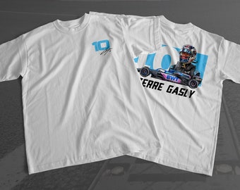 Pierre Gasly Formel 1 Racing Grafik-T-Shirt, 2023 F1 Racing Shirt, Motorsport-Kleidung F1, Alpine F1 Bootleg T-Shirt, PG10 Tee