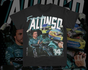 Fernando Alonso Aston Martin Fórmula 1 Racing Vintage Tee, Camiseta Alonso F1 2024, Camiseta Racing Grand Prix F1, Camiseta Fernando Alonso F1