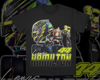 T-shirt grafica da corsa Lewis Hamilton Formula 1, maglietta da corsa F1 2024, abbigliamento motoristico F1, maglietta bootleg Mercedes F1, maglietta LH44