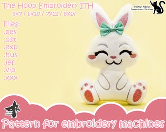 In The Hoop - Digital ITH Plush Pattern | Cute Easter Bunny Girl | Rabbit Softie | ITH Stuffie Embroidery File Instant Download