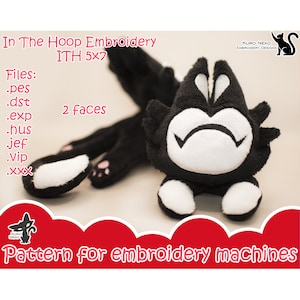 In The Hoop - Digital ITH Plush Pattern | Beanie Chibi Cat Kee Kee | Little Cute Kittye | Soft Plushie | Embroidery File Instant Download