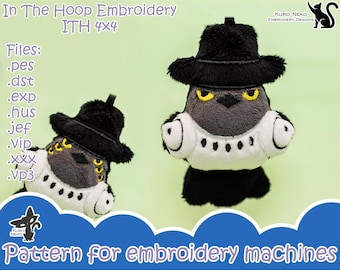In The Hoop - Digital ITH Plush Pattern | Keychain Cute Tiger Bird 4x4| Mem Chibi Kpop | Soft Stuffie Charm Embroidery File Instant Download