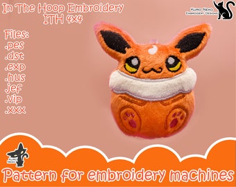 In The Hoop - Digital ITH Plush Pattern | Keychain Podgy Plush Bunny Poke | Cute Eeveelution 4x4 | Charm Embroidery File Instant Download
