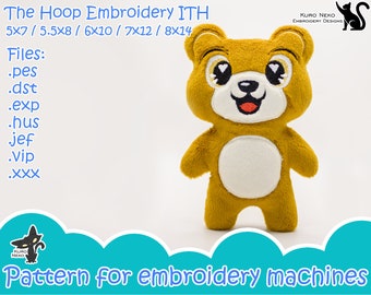 In The Hoop - Digital ITH Plush Pattern | Cute Bear Plushie | Teddy Softie | Teddy Bear ITH Stuffie Embroidery File Instant Download