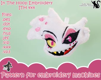 In The Hoop Plush Pattern – Chibi Demon Angel Keychain Embroidery File (4x4 Hoop)