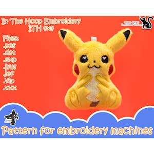 In The Hoop - Digital ITH Plush Pattern | Keychain Chibi Yellow Mouse | Cute Charm 4x4 Embroidery File Instant Download