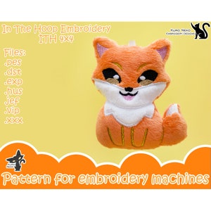 In The Hoop - Digital ITH Plush Pattern | Keychain Kawaii Fox | Cute Plushie Soft Charm 4x4 Embroidery File Instant Download