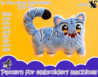 In The Hoop - Digital ITH Plush Pattern | Keychain Cute Tiger Cat 4x4| Mem Chibi Kpop | Soft Stuffie Charm Embroidery File Instant Download