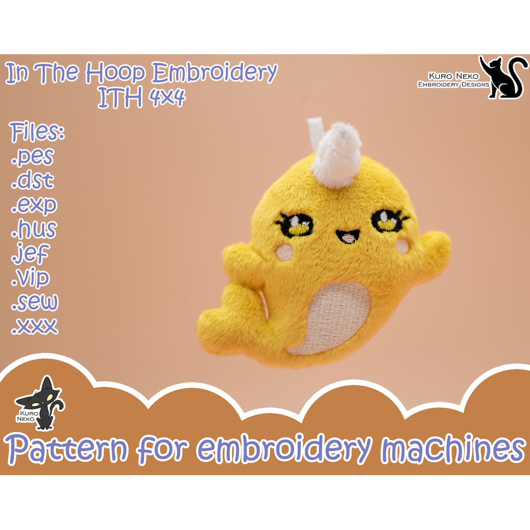 In the Hoop - Digital ITH Plush Pattern | Keychain Chibi Narwhal SEA ...