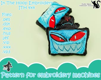 Chibi Demon Plush Embroidery Pattern – ITH Keychain File 4x4 (Digital Download)