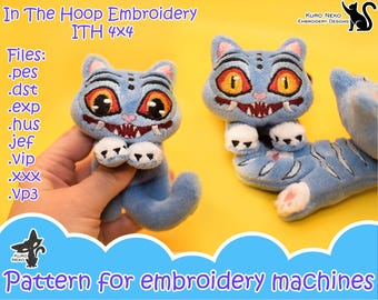 In The Hoop - Digital ITH Plush Pattern | Beanie Chibi Tiger | Little Cute Demon 4x4 | Kpop Soft Plushie | Embroidery File Instant Download