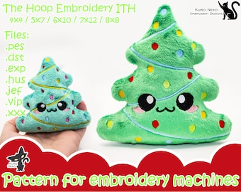 In The Hoop - Digital ITH Plush Pattern | Christmas Tree Keychain Ornament | Cute Stuffie Cookie Charm Embroidery File Instant Download