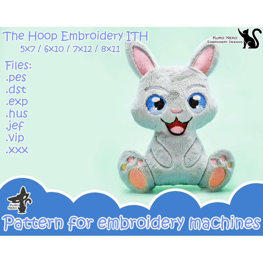 In the Hoop - Digital ITH Plush Pattern | Cute Easter Little Bunny ...