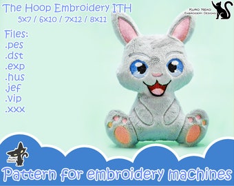 In The Hoop - Digital ITH Plush Pattern | Cute Easter Little Bunny | Rabbit Softie | ITH Stuffie Embroidery File Instant Download