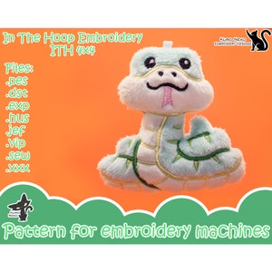 In The Hoop - Digital ITH Plush Pattern | Keychain Chibi cute Snake | Charm 4x4 Embroidery File Instant Download