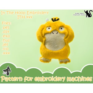 In The Hoop - Digital ITH Plush Pattern | Keychain Chibi Little Psycho Duck | Charm 4x4 Embroidery File Instant Download
